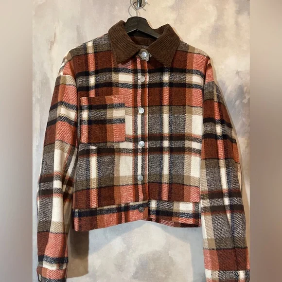 🎁New Oversized Plaid Jacket with Corduroy Collar🎁 - Picture 15 of 15